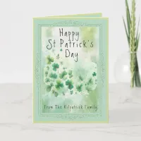 Happy St Patrick's Day Irish Shamrock Watercolor Card