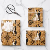 Romantic wedding couple in love  wrapping paper sheets