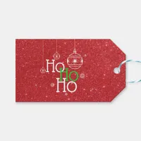 Ho Ho Ho On Red Glitter Effect Gift Tags