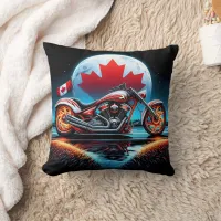 A vibrant motorcycle under the Canadian moonlight Throw Pillow