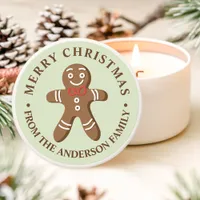 Gingerbread Man Mint Green Merry Christmas Mini Candle Favors