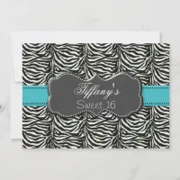 aqua trendy Sweet Sixteen party Invitation