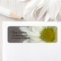 Soft White Daisy on Gray Return Address Label