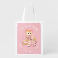 This Mom Loves Cats Coffee Books Reader Book Lover Grocery Bag