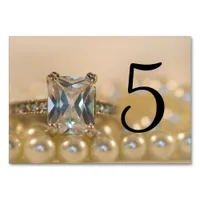 Princess Diamond Ring Pearls Wedding Table Numbers