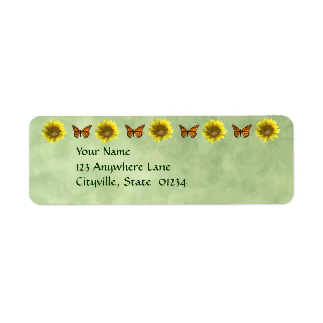 Pretty Sunflower and Butterfly Label