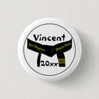 Martial Arts 3rd Degree Black Belt Pinback Button