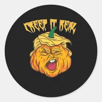 Crazy Halloween Pumpkin Trumpkin Costume Classic Round Sticker