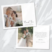 Minimalist Script Photo Wedding Thank You Card