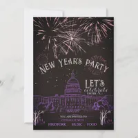 Chalkboard New Year's Party Invitation | Purple 