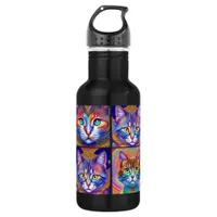 Psychedelic Colorful Royal Cats Stainless Steel Water Bottle