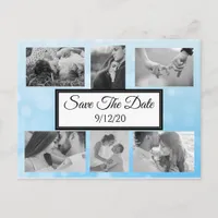 Blue bubbles Photo Save the Date Postcard