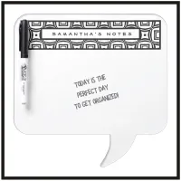 Custom Name Black & White Geometric Pattern  Dry Erase Board