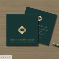 Emerald Green Gold Logo Square Business Card