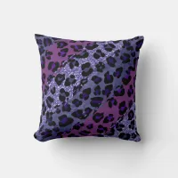 *~* Black Purple Glitter Leopard Pattern Throw Pillow