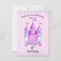 Pink Fairytale Castle Lil' Princess Birthday Party Thank You Card