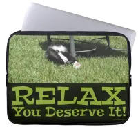 Relax Like A Boss Cute Cat Logo Art  Laptop Sleeve