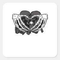 Sunand One Skeleton Heart Hands Unique Expression Square Sticker