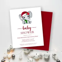 Budget Christmas Elephant Baby Shower Invitation