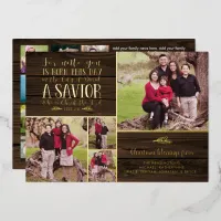 REAL Foil Wood Christian Christmas Photo Collage Foil Holiday Card