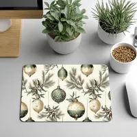 Sage Green and Gold Christmas Ornaments  Mouse Pad