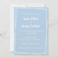 Light Blue Stylish Script Geometric Frame Wedding Invitation