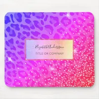 Leopard pink purple golden sparkle glam girly mouse pad