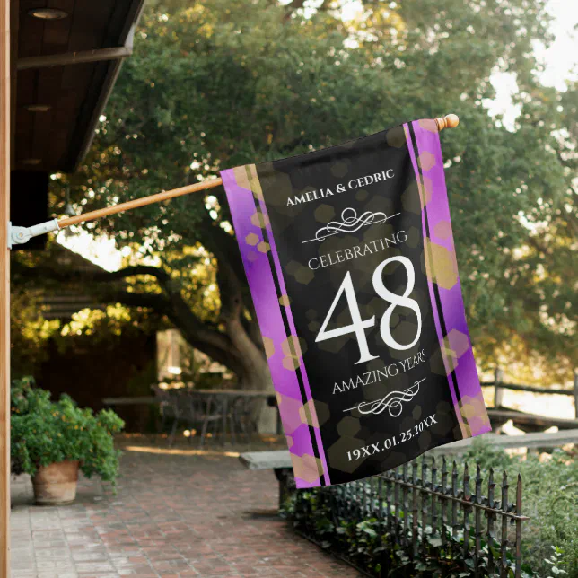 Elegant 48th Amethyst Wedding Anniversary House Flag