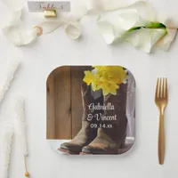 Daffodils and Cowboy Boots Country Western Wedding Paper Plates