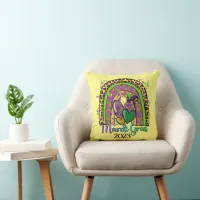 Rainbow Mardi Gras Throw Pillow