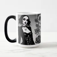 Black and White Gothic Girl  Magic Mug