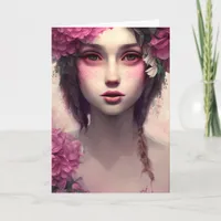 Ethereal Girl with Pink Freckles Card