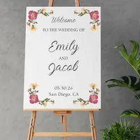 Elegant Wildflowers Garden Wedding Welcome Sign