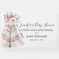 Boho Floral Tribal Teepee Baby Shower Guest Book