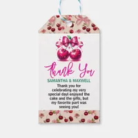 Watercolor Coquette Cherry 1st Birthday Party Gift Tags