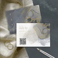 Moody Ink Charcoal Gold Abstract ID988 RSVP Card