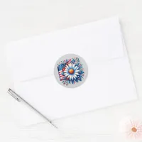 Floral 4th of July Classic Round Sticker