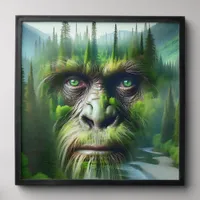 Bigfoot Sasquatch Double Exposure with Forest Peel And Stick Photo Tile