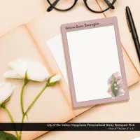 Lily of the Valley Happiness Personalized Pink Post-it Notes