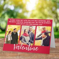 Elegant Custom Text 3 Photos Gallery Valentine's Holiday Card