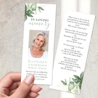 Eucalyptus Greenery In Loving Memory Funeral Bookmarks