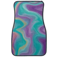 Purple, Teal and Gold Swirls Fluid Art   Car Floor Mat