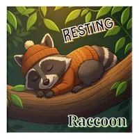 Resting Raccoon | Cute Cartoon Kid's Nursery Art