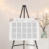 Boho  Floral 15 Tables Seating Chart Foam Board