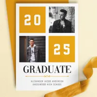 Yellow Modern Photo Collage Grad Announcement