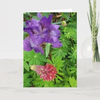 Pretty Iris and Lupine Floral Aunt Birthday Card