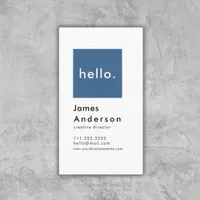 Hello Custom Simple Modern Generic Blue Business Card