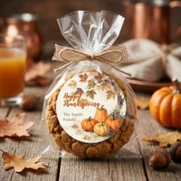 Rustic Autumn Pumpkins Falling Leaves Thanksgiving Classic Round Sticker