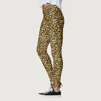 Chic Trendy Black Gold Leopard Print Leggings