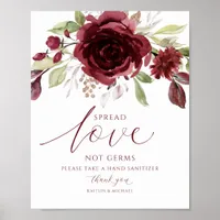 Burgundy Wine Wedding Spread Love Not Germs Sign